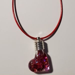 Valentines Floating Glitter Necklace